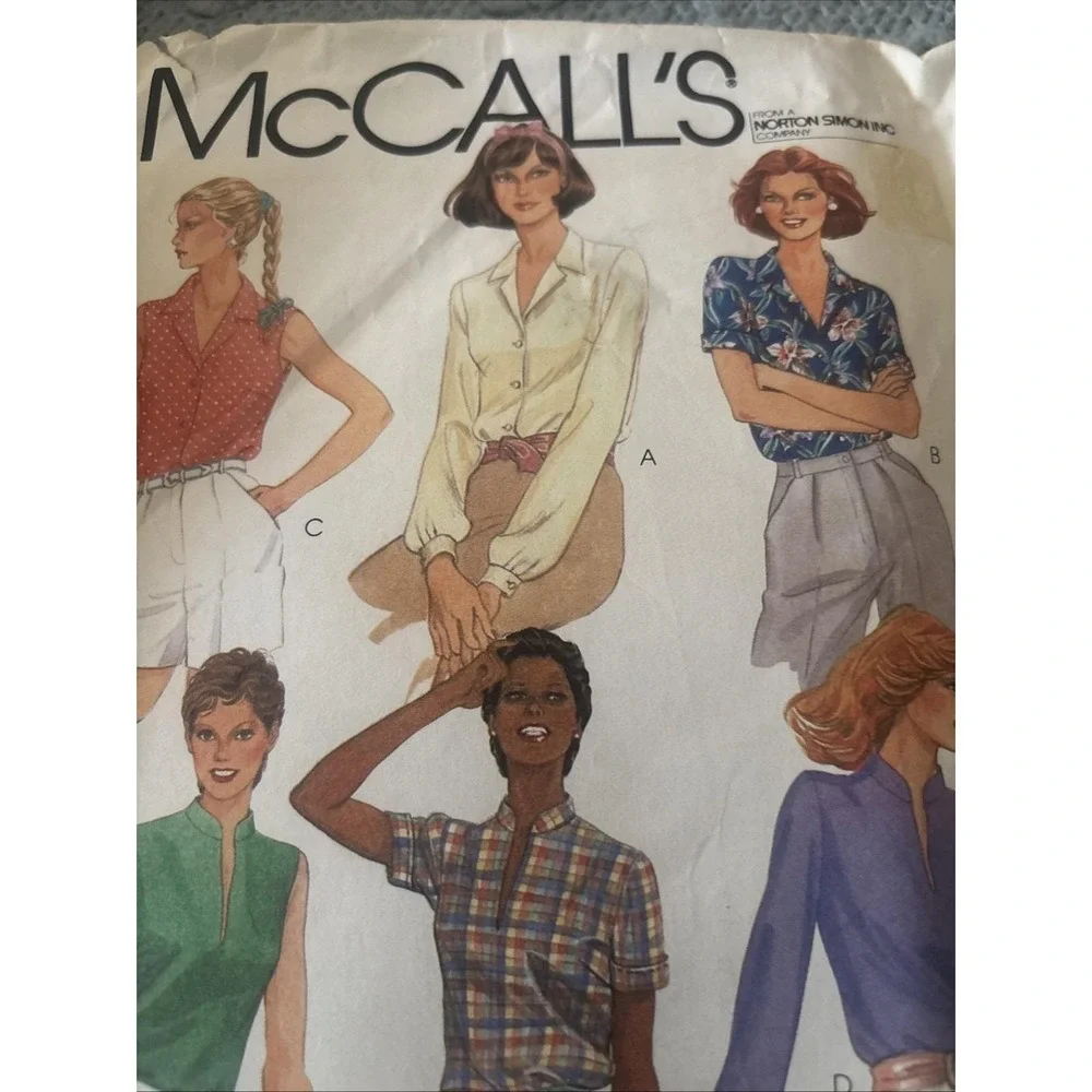 Blouse Shirt Top 16 /38 McCalls 7439 Sewing Pattern Uncut Vintage 1981
